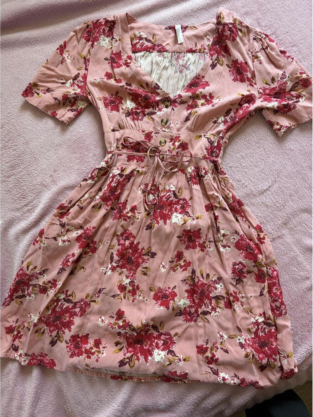Xhilaration Pink Floral Short Sleeve Dress Size Small